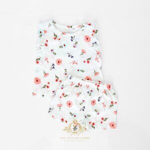 NWT Pretty Girls 2 Piece Matching Set Top & Shorts Lovely Flowers Summer 24M